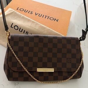 LOUIS VUITTON FAVORITE MM HANDBAG BAG CLUTCH brown leather AUTHENTIC in BOX
